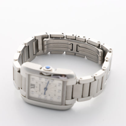 Cartier Tank Anglaise W4TA0003 3485312740UX SS QZ Silver-Face Watch