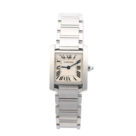 Cartier Tank Francaise W51008Q3 2384533804LX SS QZ Ivory-Face Watch