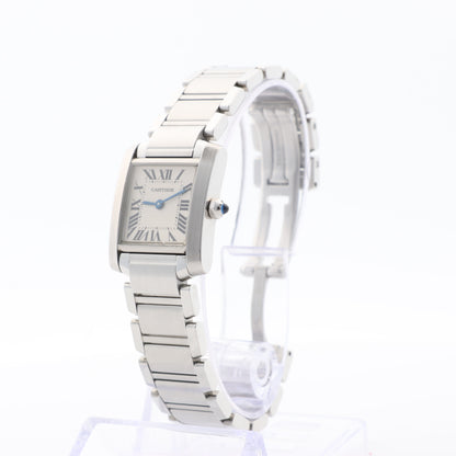 Cartier Tank Francaise W51008Q3 2384533804LX SS QZ Ivory-Face Watch
