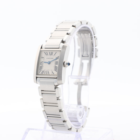 Cartier Tank Francaise W51008Q3 2384533804LX SS QZ Ivory-Face Watch