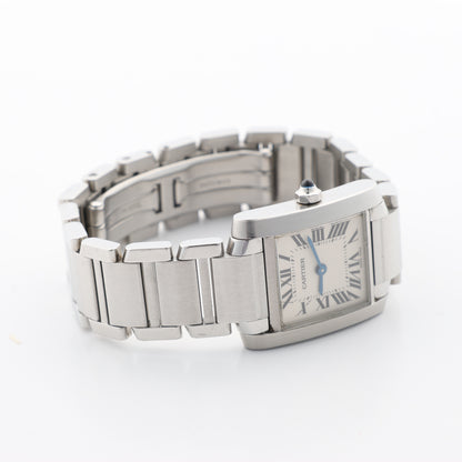 Cartier Tank Francaise W51008Q3 2384533804LX SS QZ Ivory-Face Watch