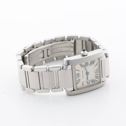 Cartier Tank Francaise W51008Q3 2384533804LX SS QZ Ivory-Face Watch