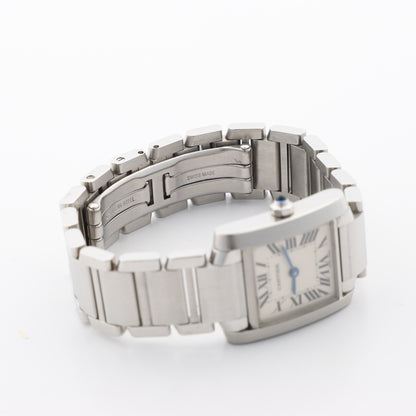 Cartier Tank Francaise W51008Q3 2384533804LX SS QZ Ivory-Face Watch