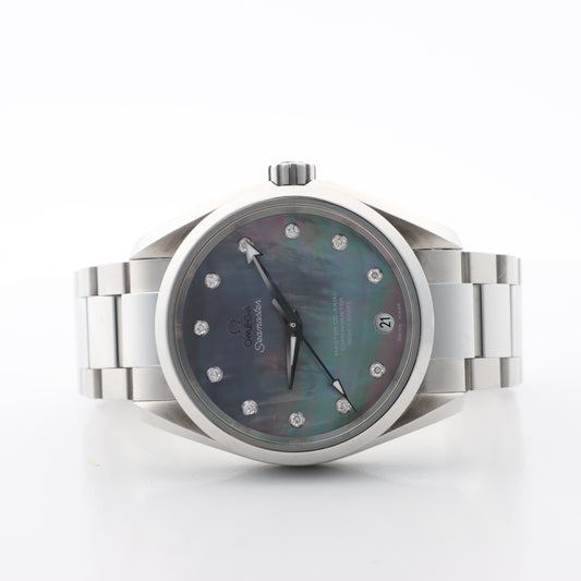 Omega Seamaster Aquaterra 231.10.39.21.57.001 87257832 SS AT Uhr mit blauem Muschel-Gesicht