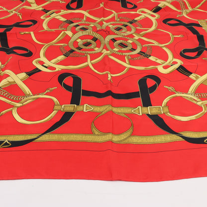Hermès Carré 90 " Eperon d'or" 100% Silk Scarf in Red