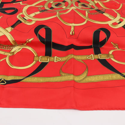 Hermès Carré 90 " Eperon d'or" 100% Silk Scarf in Red