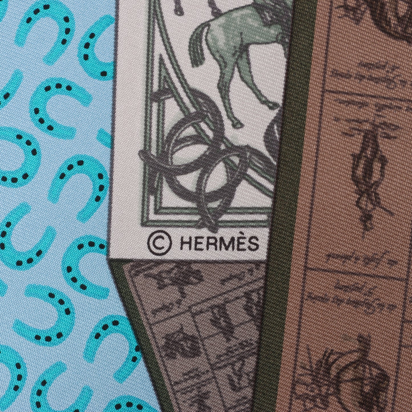 Hermès Carré 90 "A Cheval sur mon Carré" 100% Silk Scarf in Blue