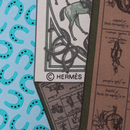 Hermès Carré 90 "A Cheval sur mon Carré" 100% Silk Scarf in Blue