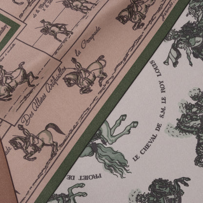Hermès Carré 90 "A Cheval sur mon Carré" 100% Silk Scarf in Blue