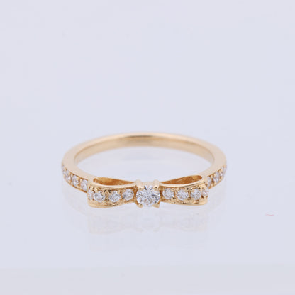 AVALONE Bow Diamond Ring K18(YG) 2.2g 0.25 ct
