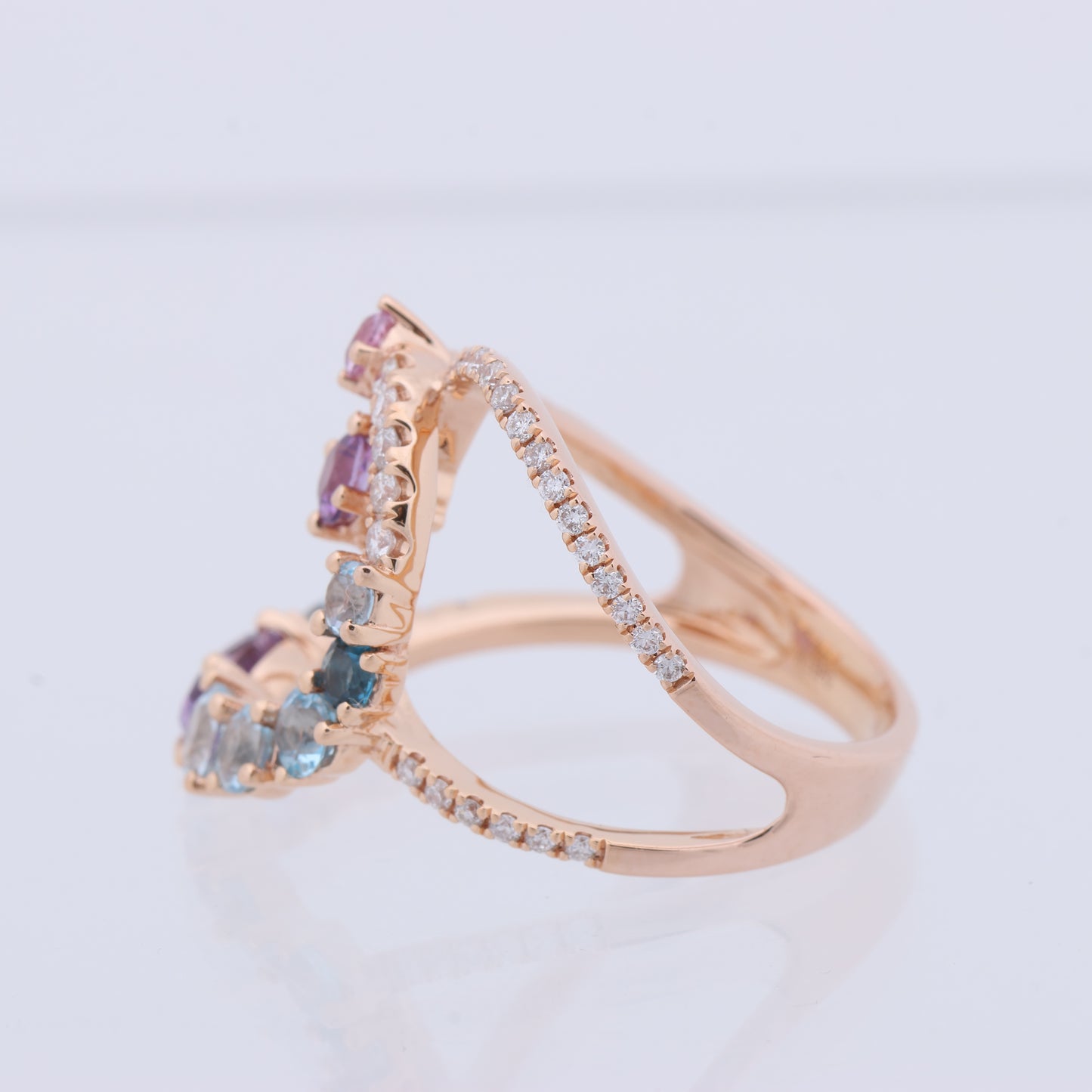 Non Signe / Unsigned Diamond Ring in Multicolor K18PG 5.3g 129 S008 D026