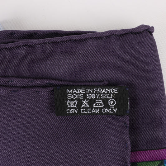 Hermès Carré 90 "CENT PLIS DES MIAO" 100% Silk Scarf in Purple
