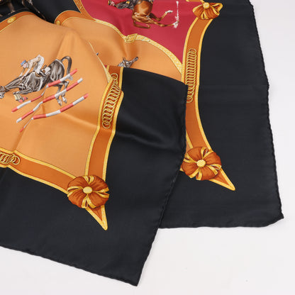 Hermès Carré 90 "ECOLE FRANCAISE D'EQUITATION" 100% Silk Scarf in Red x Black