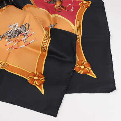 Hermès Carré 90 "ECOLE FRANCAISE D'EQUITATION" 100% Silk Scarf in Red x Black