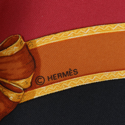 Hermès Carré 90 "ECOLE FRANCAISE D'EQUITATION" 100% Silk Scarf in Red x Black
