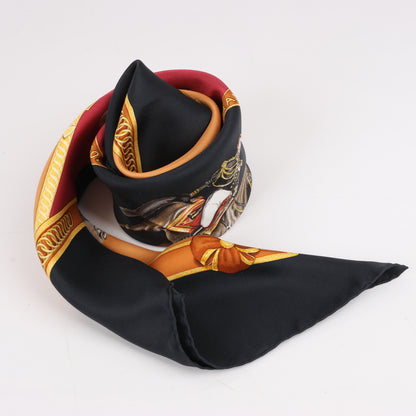 Hermès Carré 90 "ECOLE FRANCAISE D'EQUITATION" 100% Silk Scarf in Red x Black