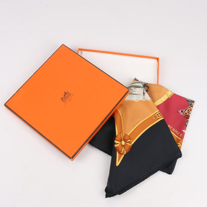 Hermès Carré 90 "ECOLE FRANCAISE D'EQUITATION" 100% Silk Scarf in Red x Black