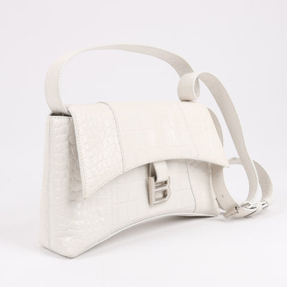Balenciaga Hourglass Mock Croc Schultertasche in Weiß 671355