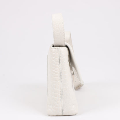 Balenciaga Hourglass Mock Croc Schultertasche in Weiß 671355