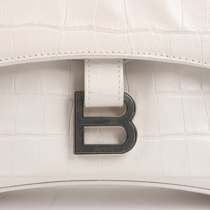 Balenciaga Hourglass Mock Croc Schultertasche in Weiß 671355