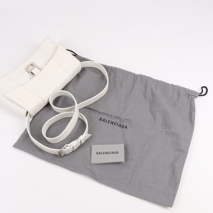 Balenciaga Hourglass Mock Croc Schultertasche in Weiß 671355