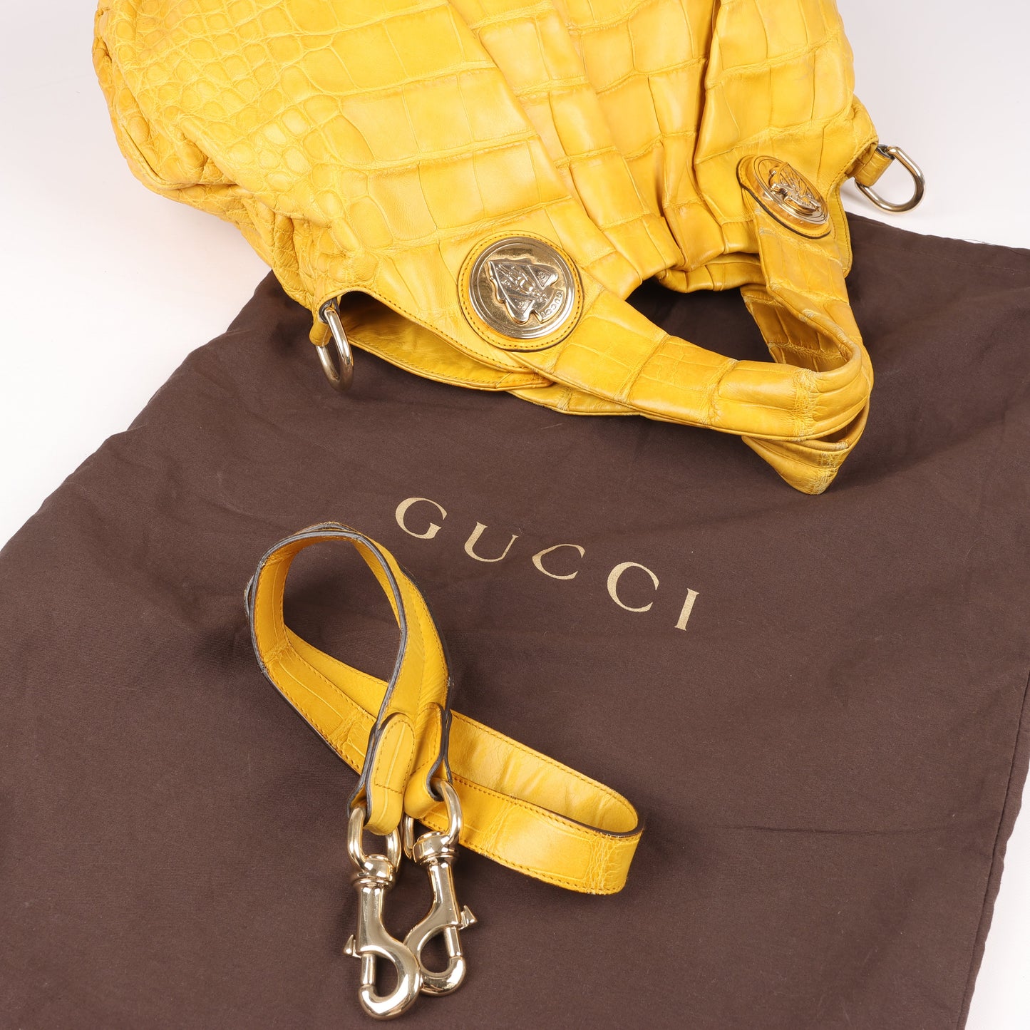 Gucci Exotenleder - Alligator Hysteria Top 2way Handtasche in Gelb