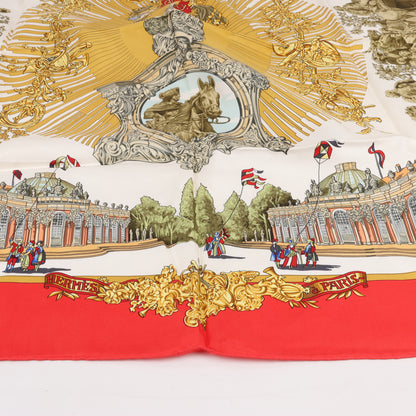 Hermès Carré 90 "SANSSOUCY" 100% Silk Scarf in Red