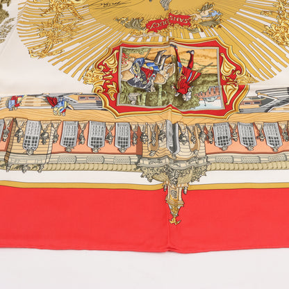 Hermès Carré 90 "SANSSOUCY" 100% Silk Scarf in Red