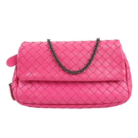 BOTTEGA VENETA – Schultertasche aus Intrecciato-Leder mit Kette in Pink