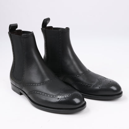 Bottega Veneta – Ankle Boots aus Leder und Stoff mit seitlichem Gore-Muster, Schwarz, Größe 39