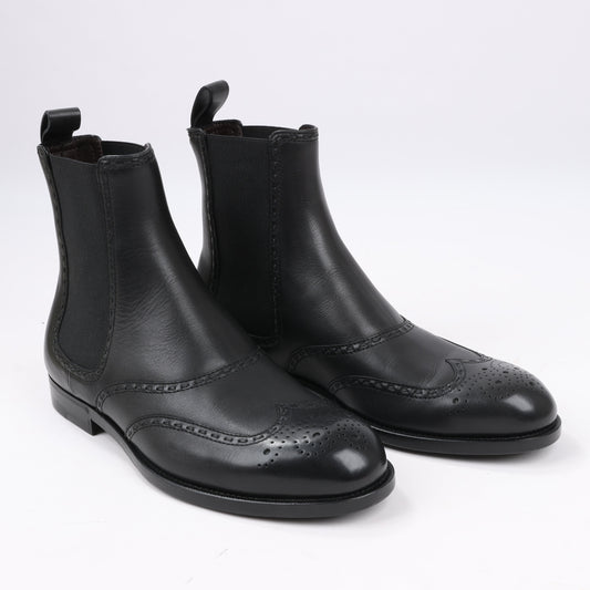 Bottega Veneta – Ankle Boots aus Leder und Stoff mit seitlichem Gore-Muster, Schwarz, Größe 39