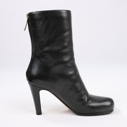 Bottega Veneta Leder LAVILLE Ankle Heel Stiefel Schwarz in Größe 38