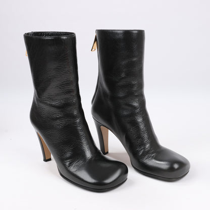 Bottega Veneta Leder LAVILLE Ankle Heel Stiefel Schwarz in Größe 38