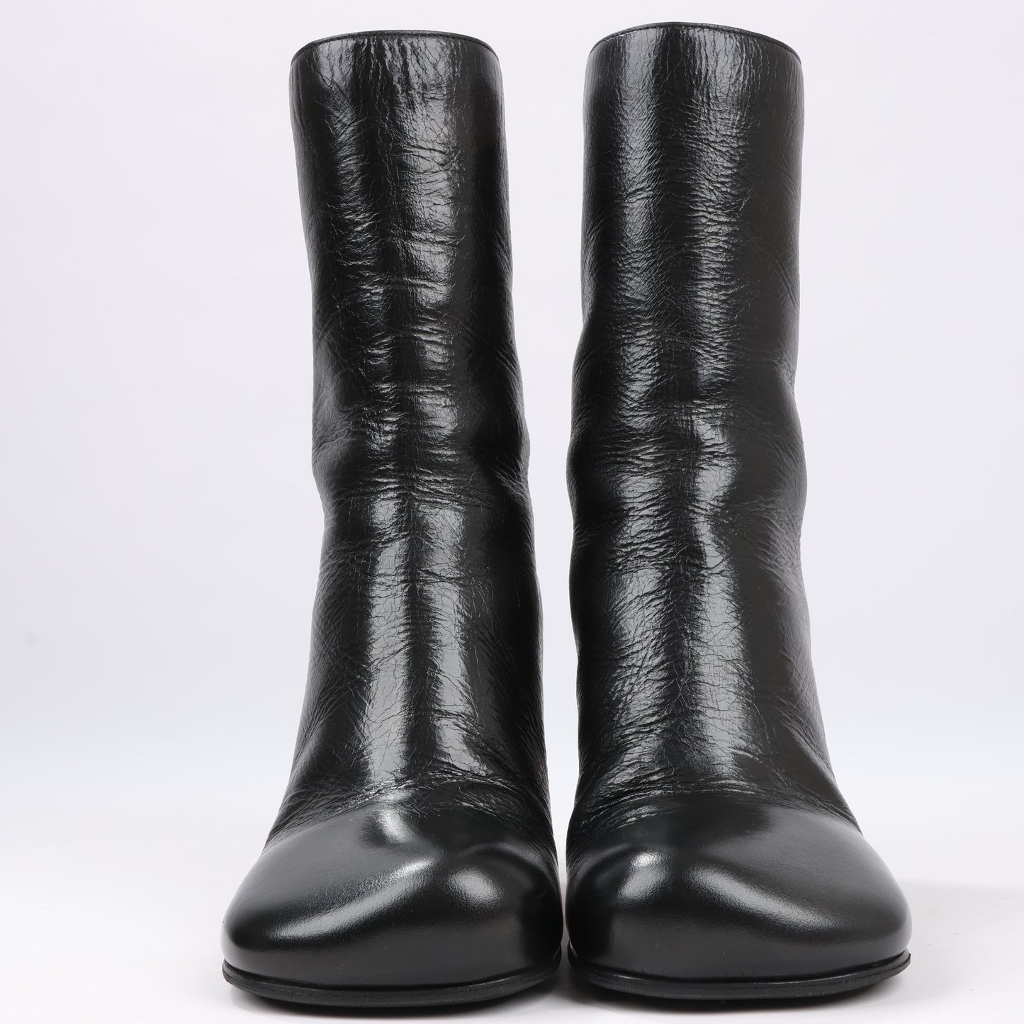 Bottega Veneta Leder LAVILLE Ankle Heel Stiefel Schwarz in Größe 38