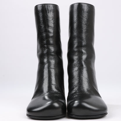 Bottega Veneta Leder LAVILLE Ankle Heel Stiefel Schwarz in Größe 38