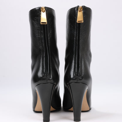 Bottega Veneta Leder LAVILLE Ankle Heel Stiefel Schwarz in Größe 38