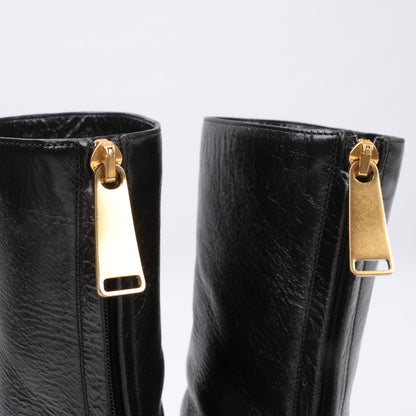 Bottega Veneta Leder LAVILLE Ankle Heel Stiefel Schwarz in Größe 38