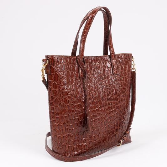 Saint Laurent Paris – Toy Shopping – 2-Wege-Handtasche in Kroko-Optik in Braun, 600307