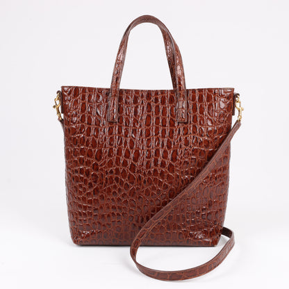 Saint Laurent Paris – Toy Shopping – 2-Wege-Handtasche in Kroko-Optik in Braun, 600307