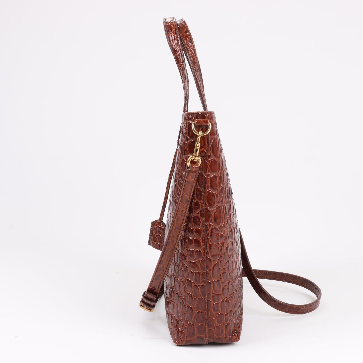 Saint Laurent Paris – Toy Shopping – 2-Wege-Handtasche in Kroko-Optik in Braun, 600307