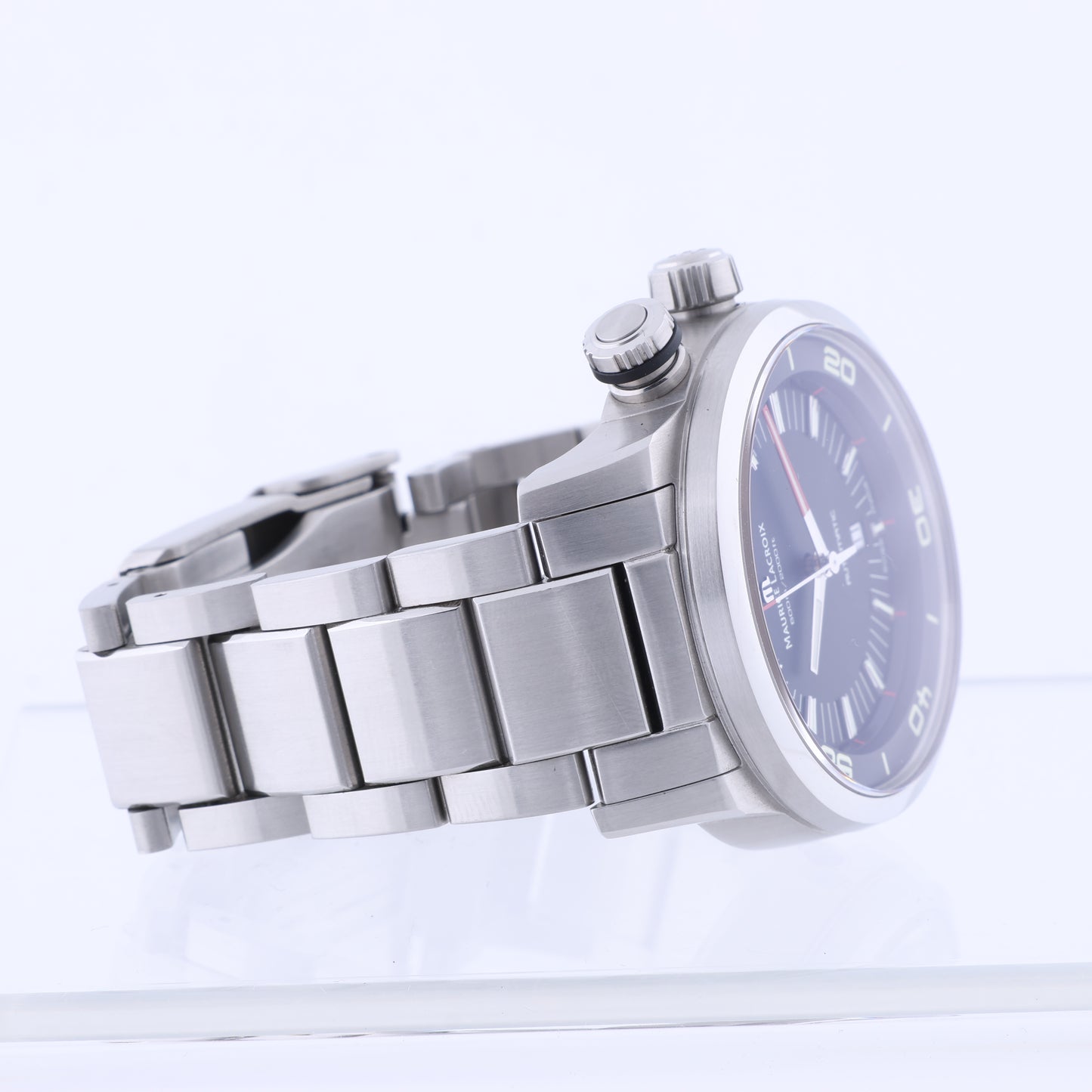 Maurice Lacroix Pontos AU07707 SS AT Uhr mit schwarzem Zifferblatt PT6248-SS002L-330