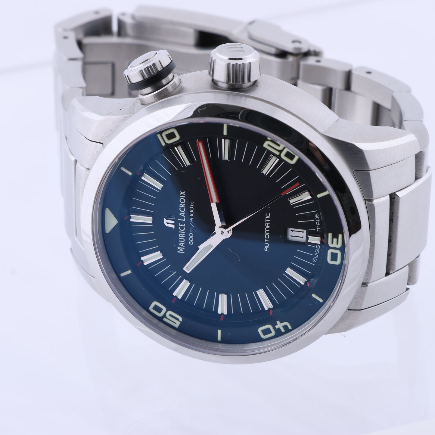 Maurice Lacroix Pontos AU07707 SS AT Uhr mit schwarzem Zifferblatt PT6248-SS002L-330