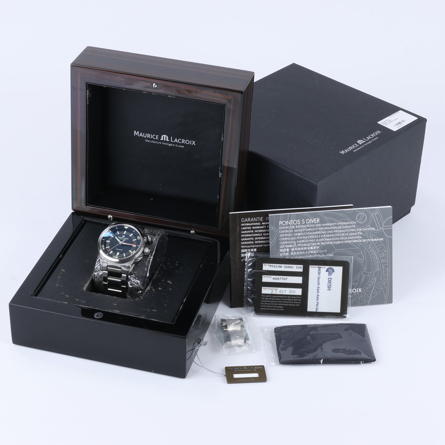 Maurice Lacroix Pontos AU07707 SS AT Uhr mit schwarzem Zifferblatt PT6248-SS002L-330