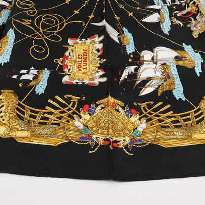 Hermès Carré 90 "VOILES DE LUMIERE" 100% Silk Scarf in Black