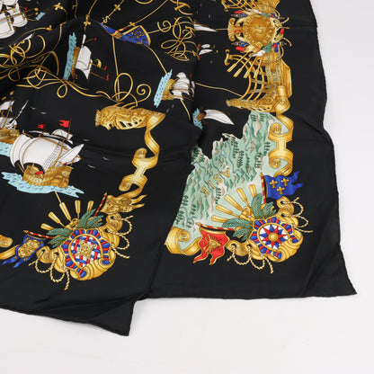 Hermès Carré 90 "VOILES DE LUMIERE" 100% Silk Scarf in Black