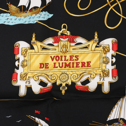 Hermès Carré 90 "VOILES DE LUMIERE" 100% Silk Scarf in Black