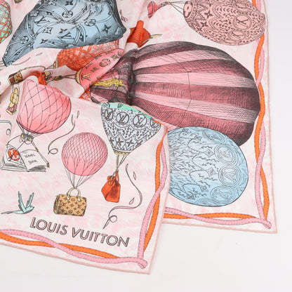 Louis Vuitton "up AND away" M77661 100% Silk Scarf in Pink GM1213