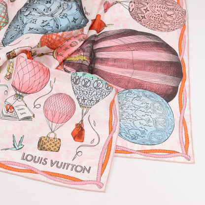 Louis Vuitton "up AND away" M77661 100% Silk Scarf in Pink GM1213