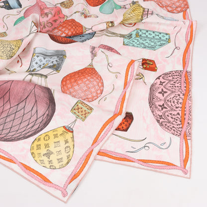 Louis Vuitton "up AND away" M77661 100% Silk Scarf in Pink GM1213