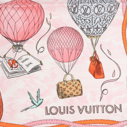 Louis Vuitton "up AND away" M77661 100% Silk Scarf in Pink GM1213